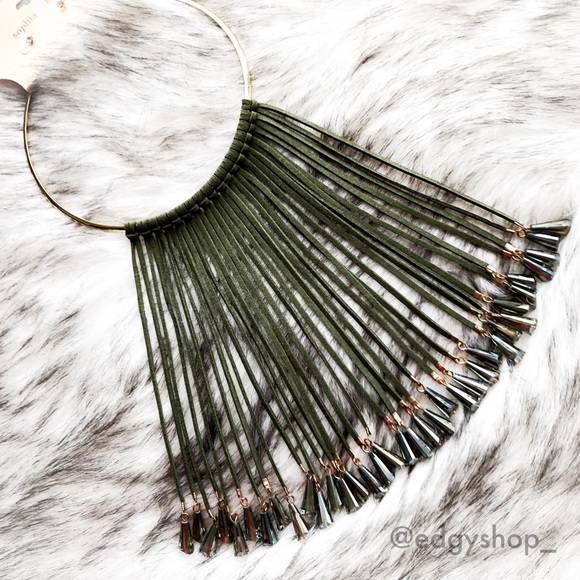 Sophia & Kate | Suede Fringe Choker Necklace Set - Picture 2 of 6